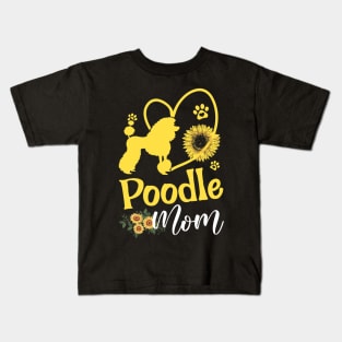 Poodle Mom Dog Sunflower Kids T-Shirt